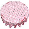thumbnail image 2 of Gnomes Valentines Day Tablecloth Round 60 Inch Pink Buffalo Plaid Check Red Heart Washable Wrinkle Stain-Resistant Polyester Table Cloth Rustic Valentines Decorations for Party Home Kitchen Dining, 2 of 6