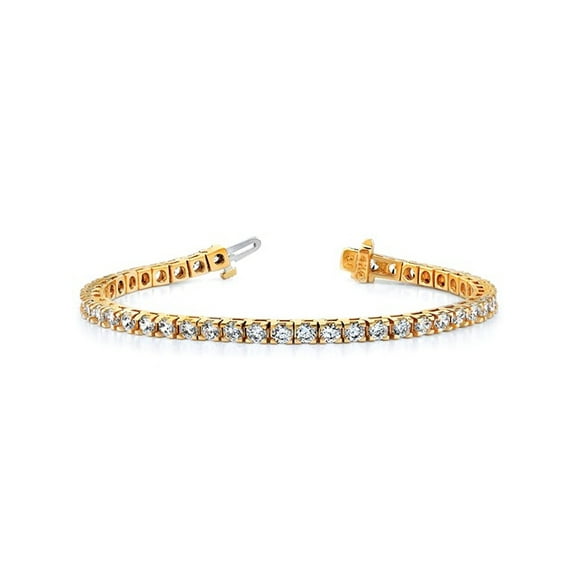 2.85 Carat (Ctw VS2-SI1, E-F) Lab Grown Diamond Tennis Bracelet in 14K Yellow Gold for Women