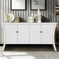 thumbnail image 2 of Refined Industrial 4-Door Credenza with Wooden Arc Legs, Bronze Clasps, White Buffet Sideboard Storage Cabinet, Solid Craftsmanship, Advanced Storage Design, 2 of 5