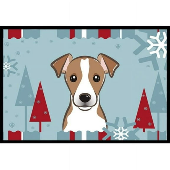 Caroline's Treasures BB1756JMAT Winter Holiday Jack Russell Terrier Door Mat, Indoor Rug or Outdoor Welcome Mat 24x36