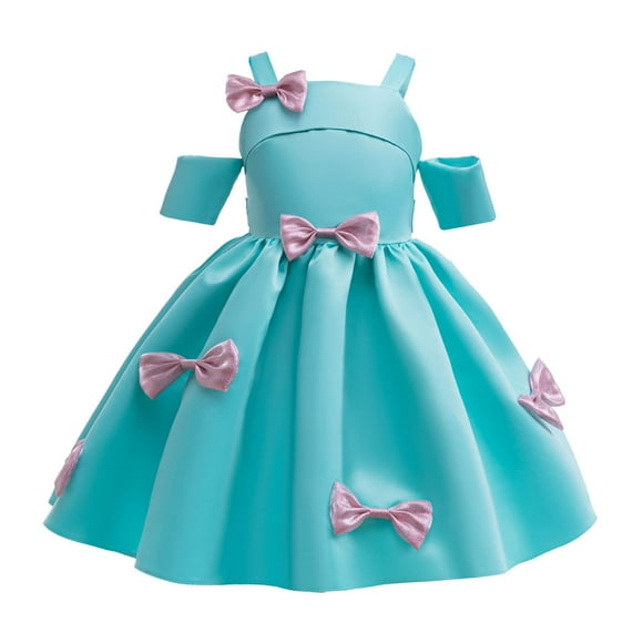 LUOGENLI Dress A Girl's Dress with A Blue Bow Tie and A H Al Ter Neckline Made of A Fabric That Is Light and Airy. Maxi Dress for Girls Mint Green 5-6 Years