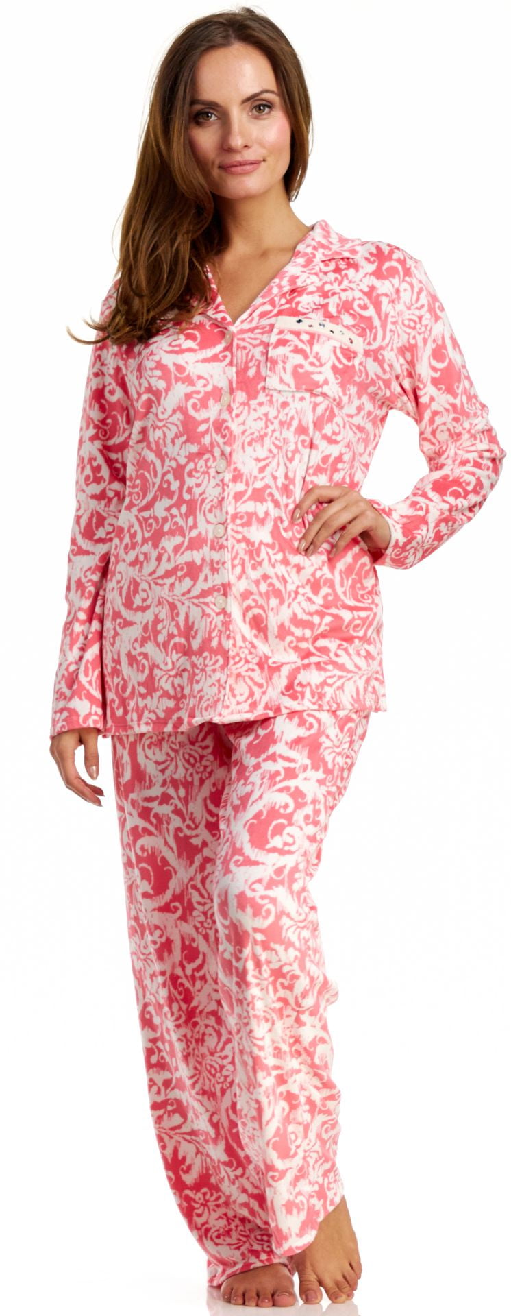 Ellen Tracy Ellen Tracy Women's Long Sleeve Velour Pajama Set