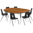 thumbnail image 2 of Emma + Oliver 86" Oval Wave Activity Table Set with 18" Student Stack Chairs, Oak/Black, 2 of 15
