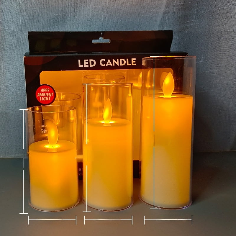Decorated Flameless Candle with Remote Control, Led Pillar Candle Pack