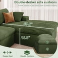 thumbnail image 5 of 107" Modular Sectional Sofa with Chaise, Deep Seat Corduroy Couch for Living Room, Tool-Free Setup, Green, 5 of 9