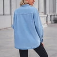 thumbnail image 2 of Defitshape Women's Long Sleeve Denim Button Down Shirt Top Soft Shirt Western Button Up Casual Split Spring Outerwear Light Blue Medium, 2 of 4