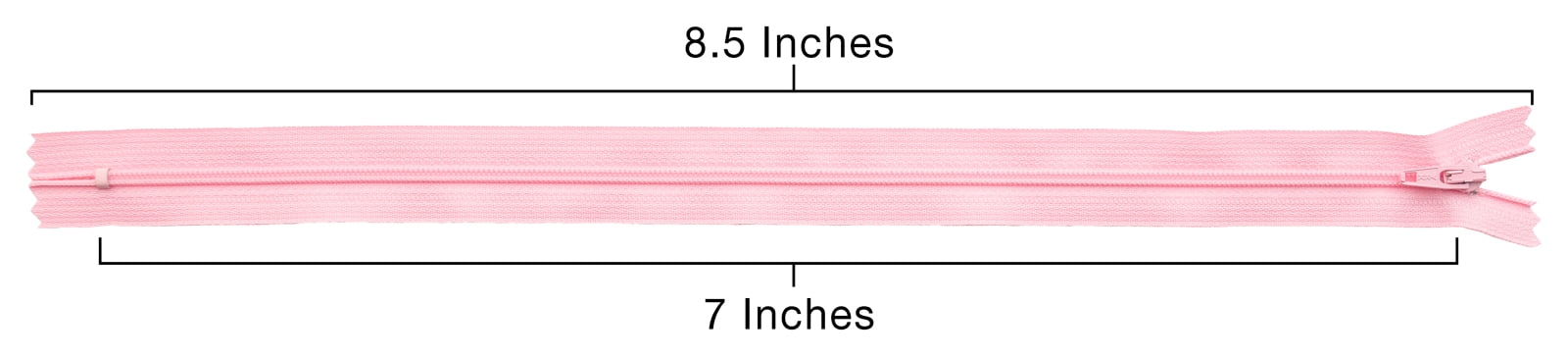 YKK® #3 Lightweight Closed-End Zipper, 7 Inch Length, Pink 513 (100 Pack)
