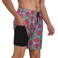 thumbnail image 3 of Balery Hand Drawn Strawberry Mens Swim Trunks Swim Shorts for Men Quick Dry Inseam Beach Shorts with Compression Liner Pocket-X-Large, 3 of 9