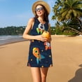 thumbnail image 3 of Balery Spaceships and Stars Vestidos de verano para mujer con estampado: vestido holgado sin mangas, vestido playero informal y cómodo para días calurosos., 3 of 7