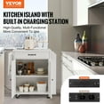 thumbnail image 3 of Kitchen Island Cart on Wheels with 2 Drawers, 1 Shelf & Built-in Charging Station, Mobile Rolling Storage Cabinet for Kitchen, Dining Room, Countertop Extension, Butcher Block Top, Easy Assembly, 3 of 7