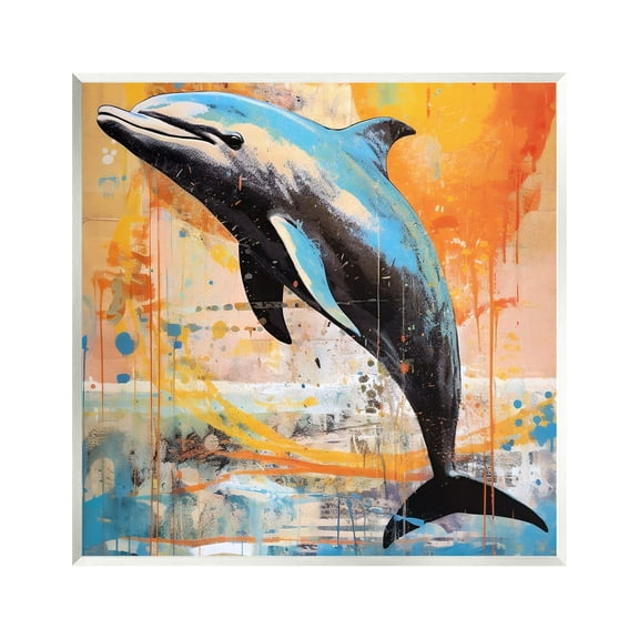 Stupell Industries Modern Dolphin Collage Animals & Insects Painting Unframed Art Print Wall Art, 12 x 12