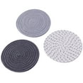 thumbnail image 2 of QTOCIO Potholders Set Trivets Set Cotton Thread Weave Hot Pot Holders Set (Set of 3) Stylish , Hot Mats,Spoon for Cooking and Baking by Diameter 7 Inches, 2 of 5