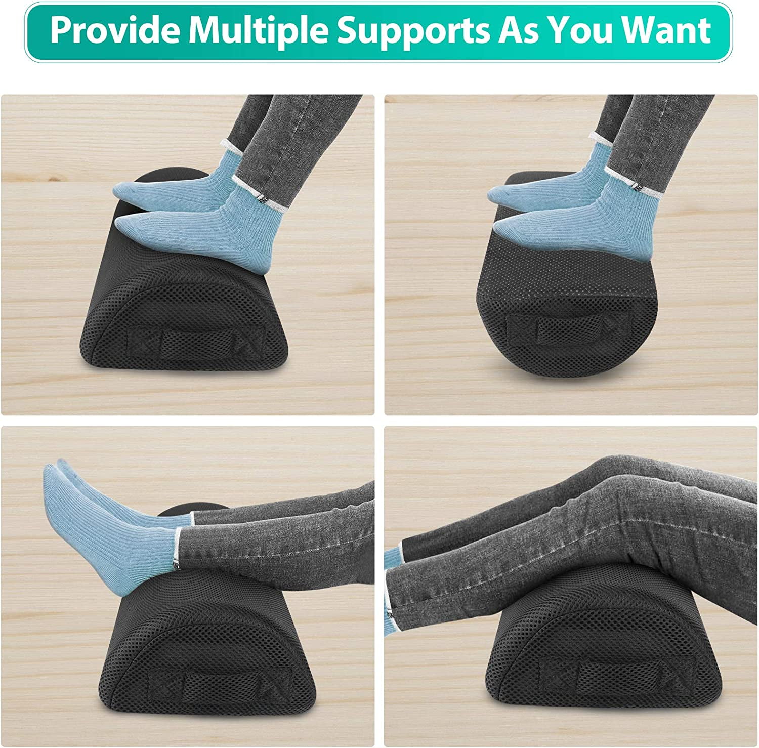 Ergonomic Footrest Pillow with High-Density Memory Foam Stays Soft Yet Firm Mixoo Foot Rest Cushion Under Desk Non-slip Foot Stool for Office Work Travel and Home 