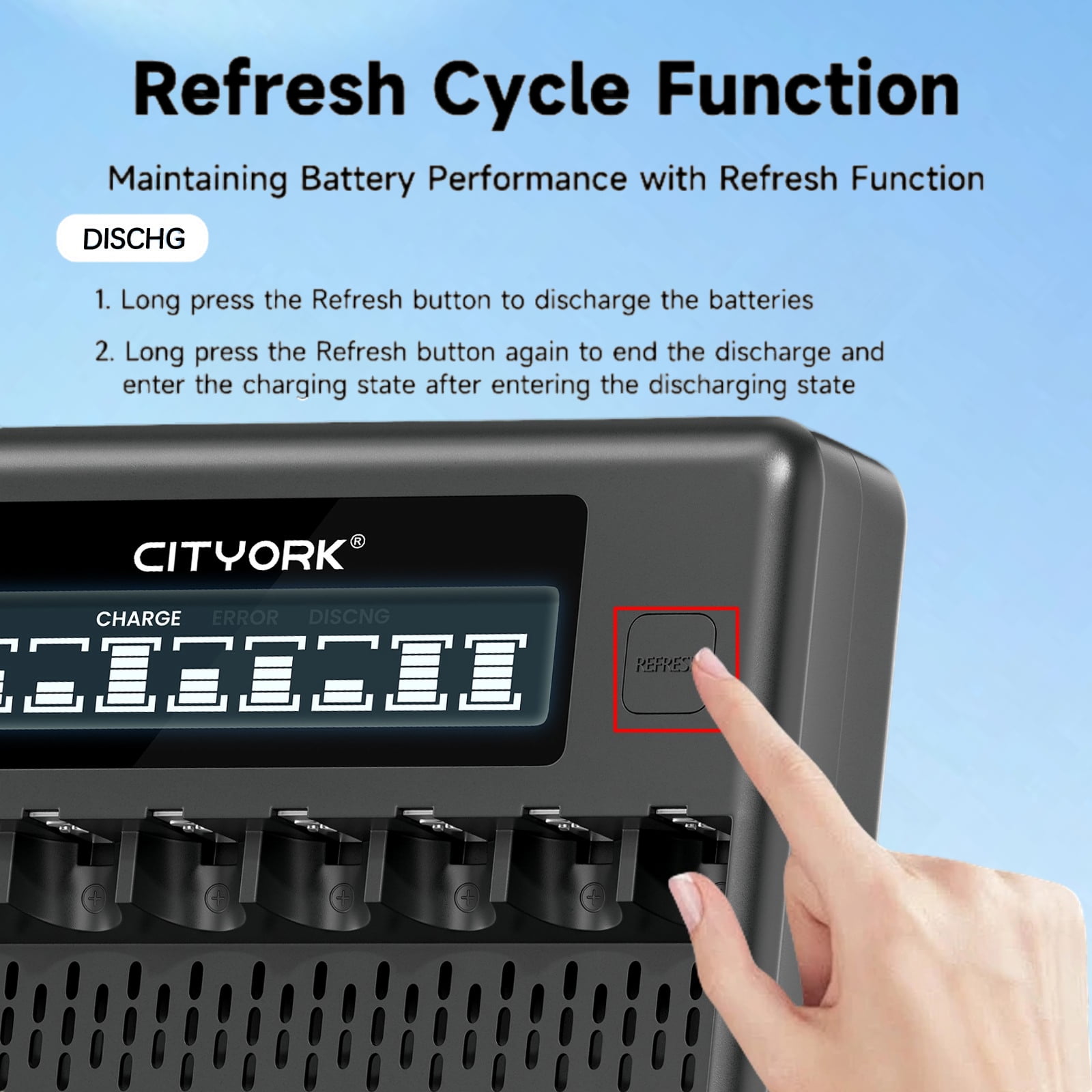 16 AAA Rechargeable Batteries with High Capacity Low Self Discharge 1.2v Ni-MH Batteries with 8 Bay AA AAA Smart LCD Independent Slot Battery Charger