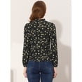 thumbnail image 3 of Blusa Floral Casual Allegra K De Manga Larga Con Cuello De Volantes Para Mujer Negro S, 3 of 4