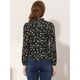 thumbnail image 3 of Top floral Casual Allegra K de Manga Larga con cuello de volantes para Mujer Negro XL, 3 of 4
