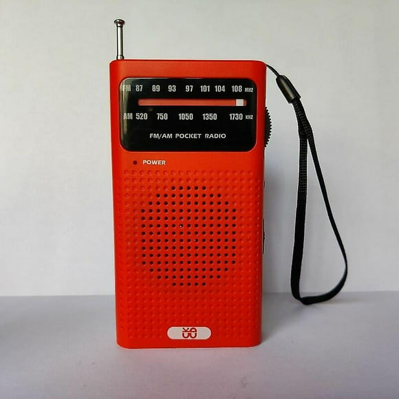 Portable Radio Radio Station Transistor Pocket Radio Small FM AM Radio, and Speaker(red)