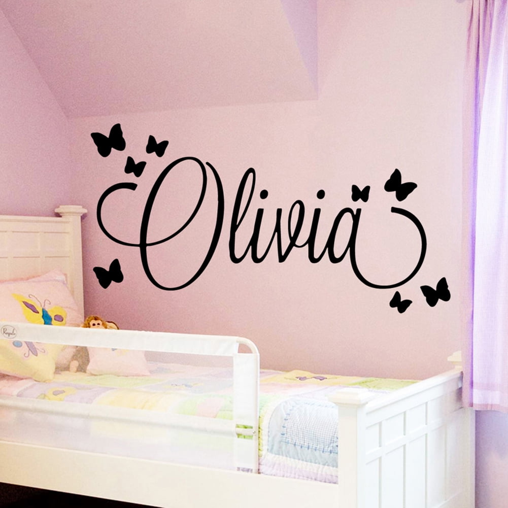Details about   Custom Girls Name with Butterflies Choice of colours Removable Wall Decal 