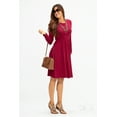 thumbnail image 2 of DEVOPS Women's Casual Long Sleeve Empire Waist Loose Dress with Pockets (X-Large, Wine Red), 2 of 7