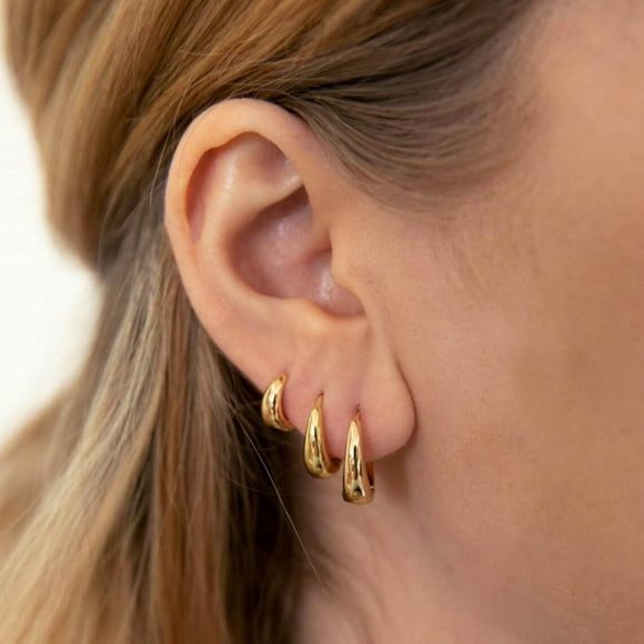 Gold Hoop Earrings Set for Women - Lightweight Small and Gold Plated Hoops - Jewelry for Girls and Women - 3 Pair Open Hoops