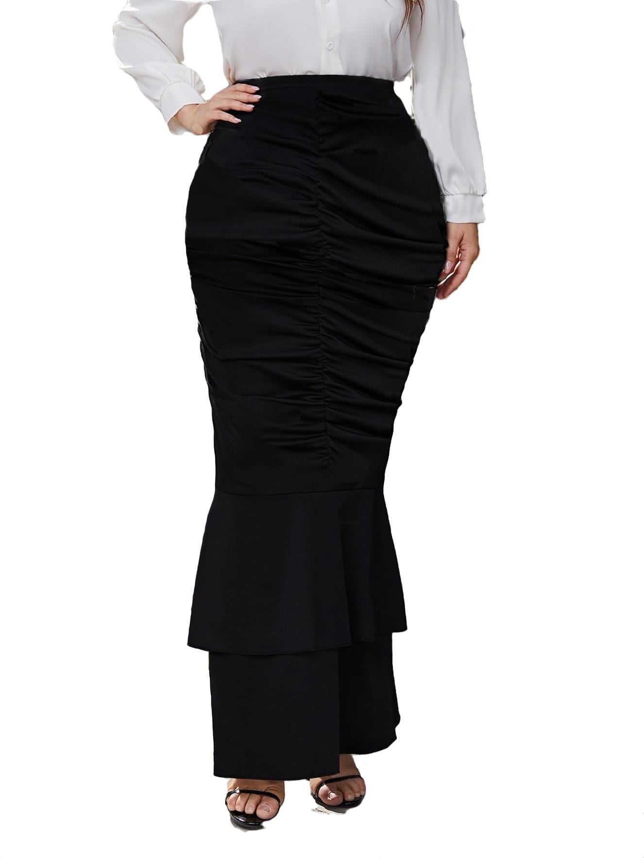 Elegant Solid Mermaid Black Plus Size Skirts (Women's) - Walmart.com