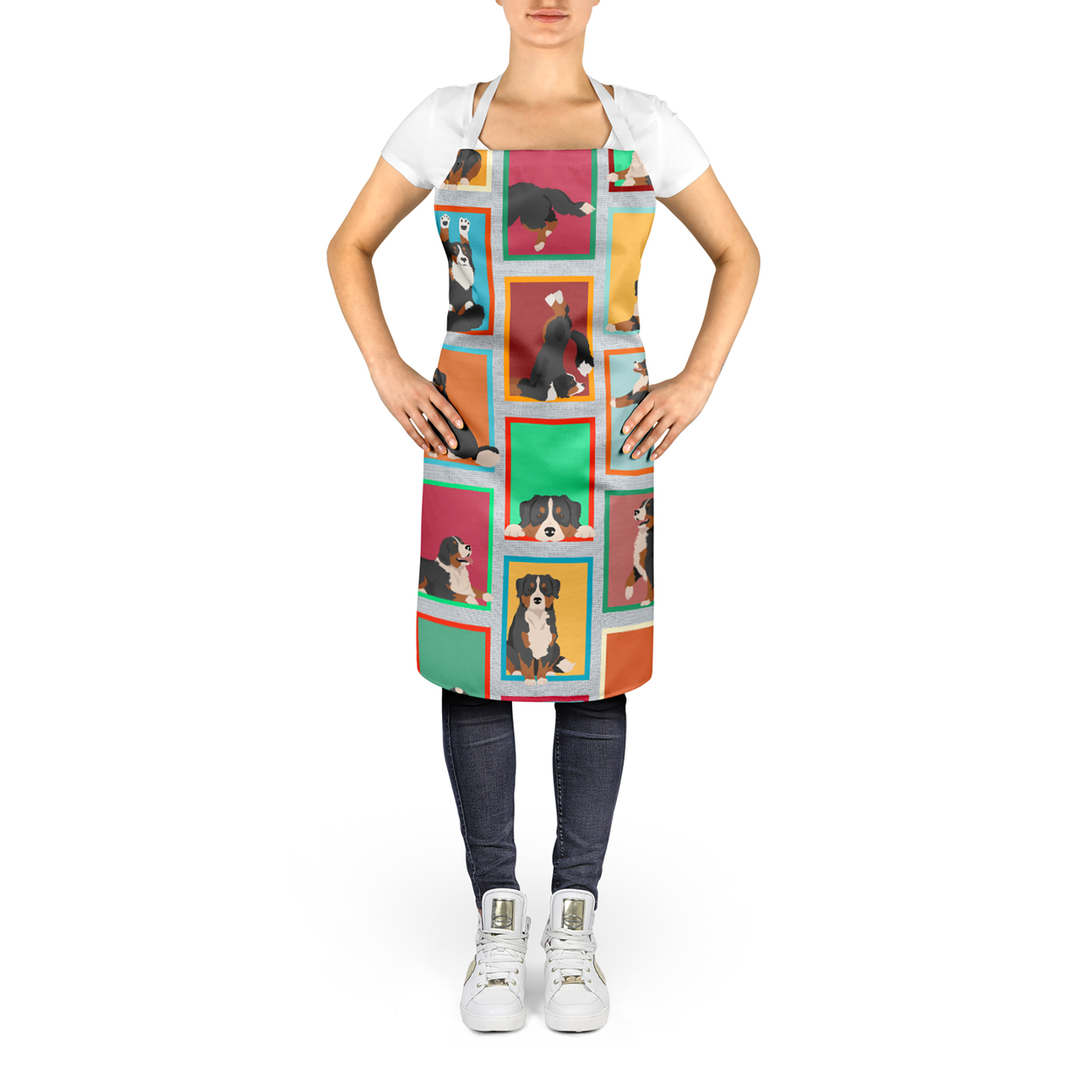 Lots of Bernese Mountain Dog Apron 27 in x 30 in