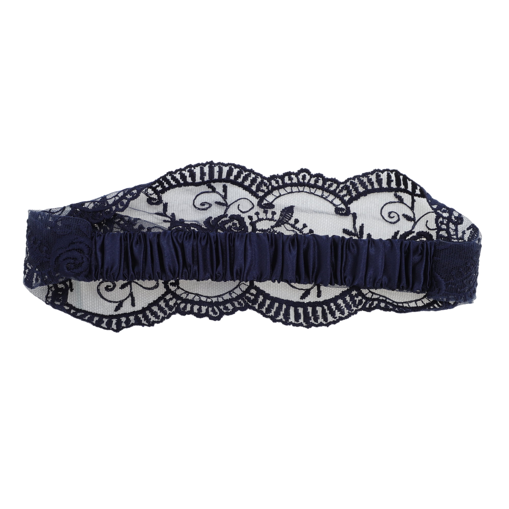 Unique Bargains Rose Lace Headband 1 Pc Navy Blue