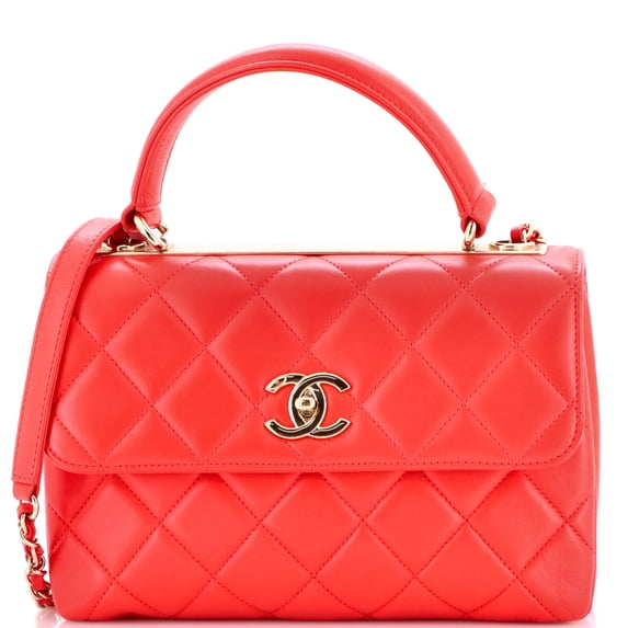 Pre-Owned Trendy CC Top Handle Bag Quilted Lambskin Small By Rebag
