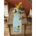 thumbnail image 4 of Sunflower Burlap Cotton Table Runner 18x72 Inches Long, Teal Green Check You Are My Sunshine Bee Farmhouse Table Runners, Outdoor Dining Tablecloths Decor for Baby Shower/Party/Wedding, 4 of 6