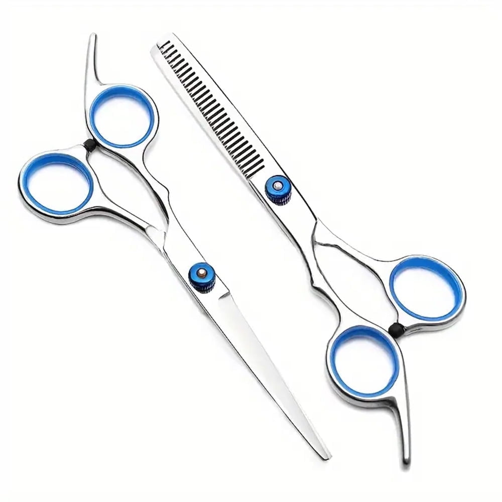 BYXAS 6 Inch Japanese Thinning Haircut Shears Set, Professional Barber Texturizing Scissors, Stainless Steel, Silver