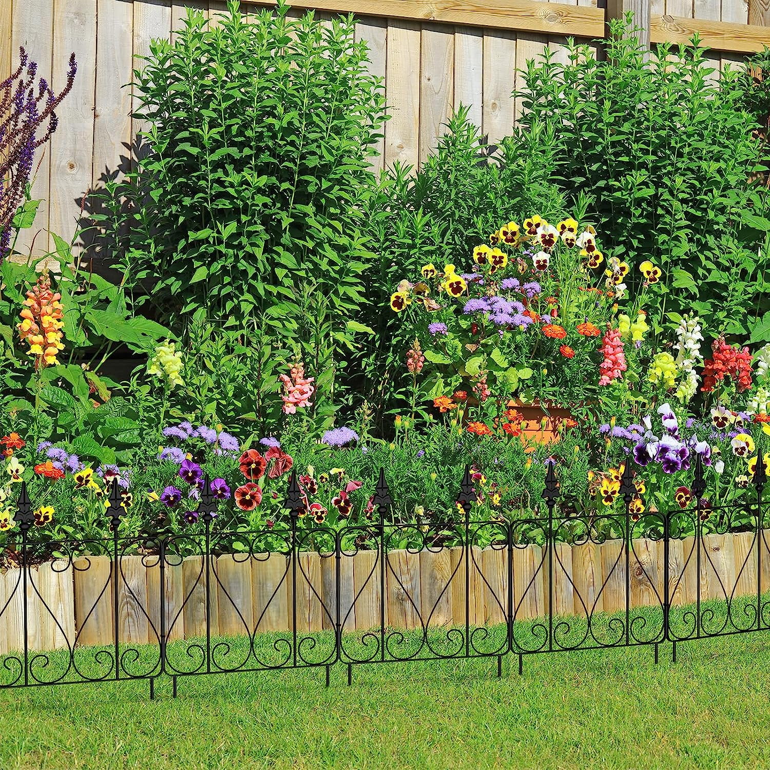 Oumilen 7 Pack Decorative Garden Fence, 23.5in(H) x 15ft(L), Rustproof Metal Wire No Dig Garden Fence