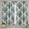 thumbnail image 2 of Ambesonne Damask Valance & Curtain, Nostalgic Baroque Blooms, 55"x30", Tan Petrol Blue, 2 of 7