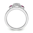 thumbnail image 2 of 925 Sterling Silver Stackable Expressions Dbl Round Rhod. Garnet & Dia. Ring Size: 10; for Adults and Teens; for Women and Men, 2 of 5
