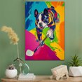 thumbnail image 2 of Boston Terrier Dog Playing Ice Hockey Stretched Canvas Size 8x12 – Vintage Style Boston Terrier Dog Art for Ice Hockey Fans, Great Gift for Dog Owners, 2 of 5