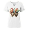 thumbnail image 5 of Craaazy Mardi Gras Shirts for Women Short Sleeve Casual Carnival Printed V-neck T-shirts Gifts, 5 of 6