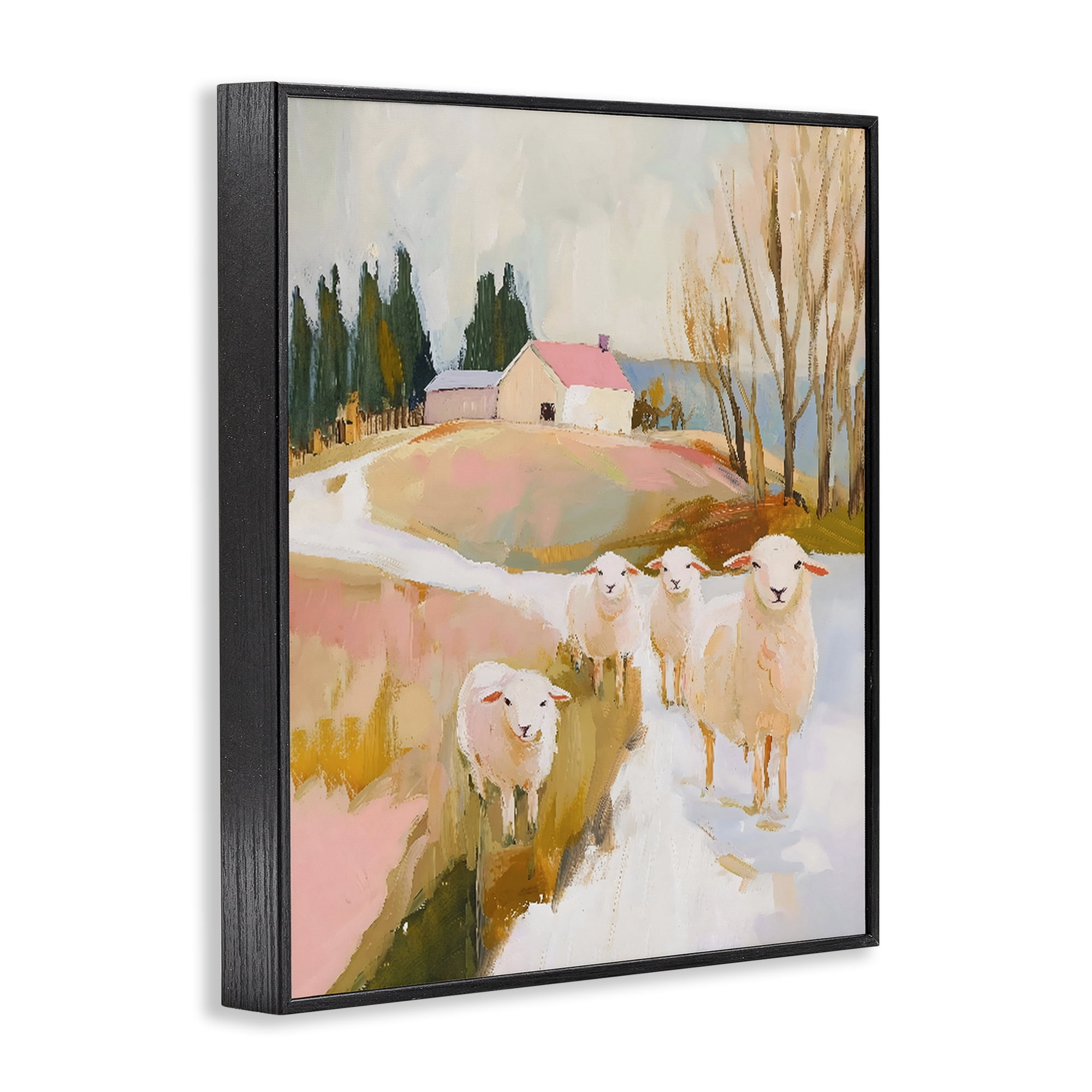 Stupell Industries Sheep on the Roadside Pasture Black Framed Giclee Art, design by The Prints Vibe