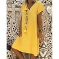 thumbnail image 3 of JBXKXYW Casual Dresses for Women Women Summer Style Feminino Vestido T-Shirt Cotton Casual Plus Size Ladies Dress Dress Women Dresses (Yellow,S), 3 of 6