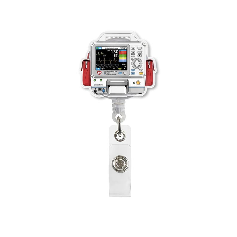 ViciArt Defibrillator Badge Reel, Acrylic Retractable ID Holder, ECG Monitor EMT Nurse Clip