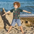 thumbnail image 3 of FORMRS Boys Rash Guard with Short Sleeves UPF 50+ Swim Shirts Sizes 3-12T, Christmas Holly Leaves, 3 of 6