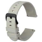 Silicone Watch Straps Quick Release Rubber Replacement Bands for Men Women - Extra Long, Beige with Black Buckle