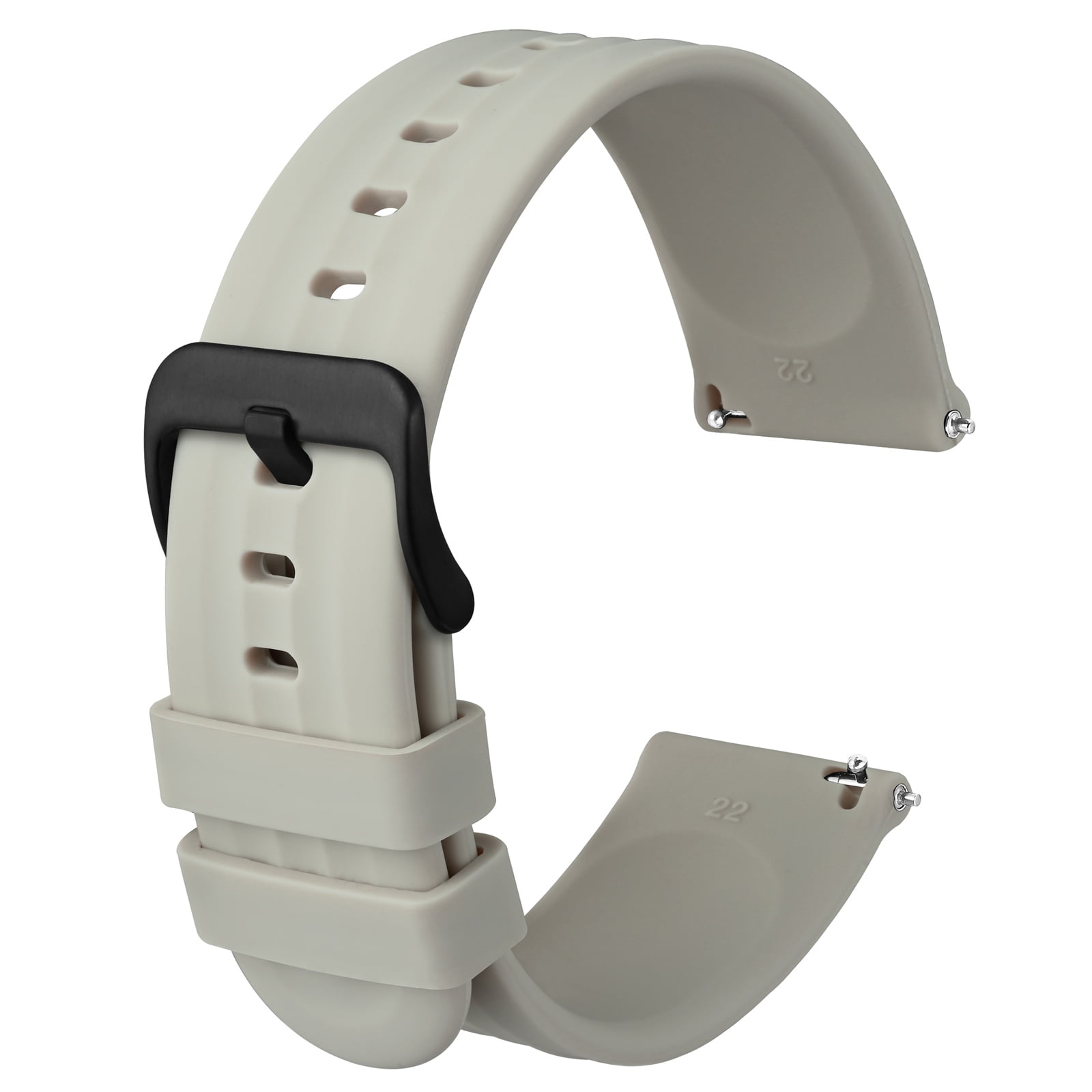 Silicone Watch Straps Quick Release Rubber Replacement Bands for Men Women - Extra Long, Beige with Black Buckle