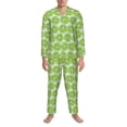 thumbnail image 3 of Salouo Green Lemon Slices Print Button-Front Long Sleeve Pajama Set for Men, Soft 2Pjs Men's Long Sleeve Sleepwear-Small, 3 of 7