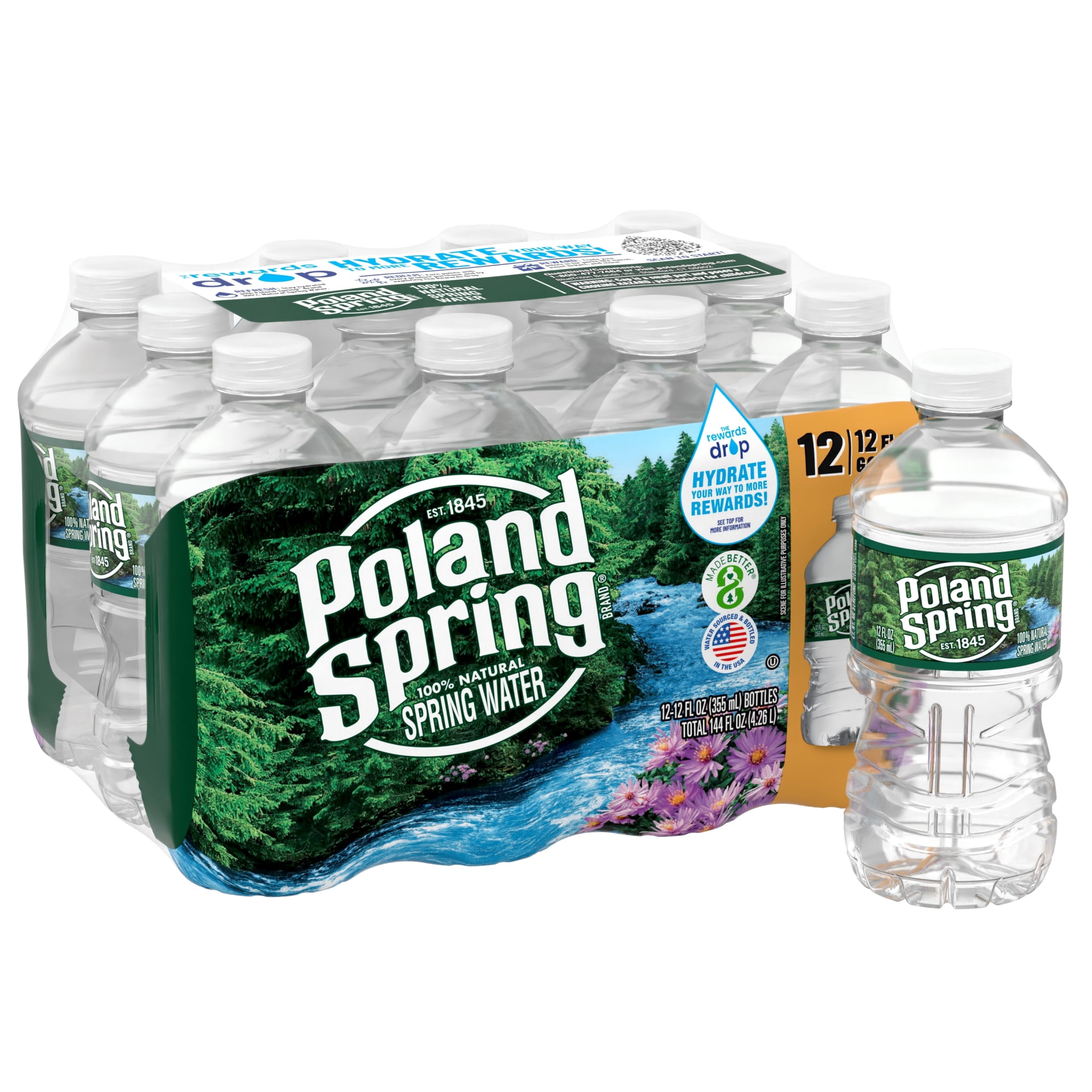 (2 pack) Poland Spring Maine Spring Water, 12 Fl Oz, 12-Pack Plastic Bottles