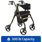 Medline Rolling Walker, Rollator with Seat and 8-In Wheels, Lightweight, Black, 300-lb Capacity, Aluminum, Memory Foam Seat