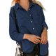 thumbnail image 1 of Blusa de mujer con bolsillos y cuello vuelto, abrigo de manga larga con un solo pecho, camisa para citas, 1 of 5