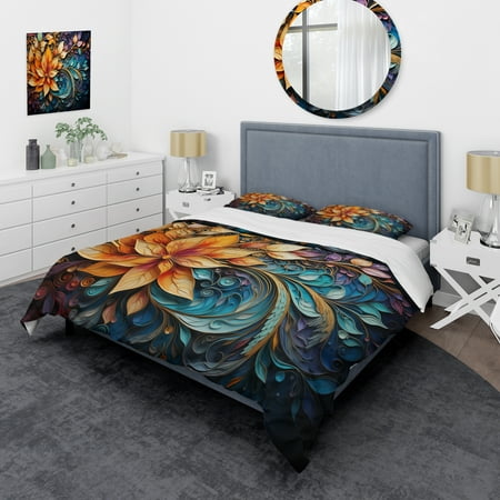 Designart "Mystic Rangoli Colorful Indian Artistry I" Indian Art Bedding Covert Set - Global Multi-Color People Bed Set With 1 Sham
