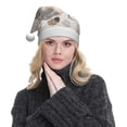 thumbnail image 5 of KLL Christmas Hats for Adults Plush Rabbit In Space Print Santa Hat Xmas Fluffy Santa Claus Hat for Women Men, 5 of 6