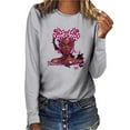 thumbnail image 2 of Fesfesfes Women Breast Cancer Prevention Printed Tops Casual Long Sleeve O-neck Sweatshirt Pullover Blouse Tops on, 2 of 4
