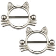 thumbnail image 4 of Bague en Forme de Chat 2 Pcs Tétine en Acier Inoxydable Barre de Perçage Bijou, 4 of 6