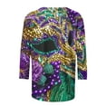 thumbnail image 5 of YOIAVAIOY Mardi Gras Shirts for Women Fancy Mask Printed 3/4 Sleeve Crewneck Tops Pullovers Blouses 2025 Carnival Outfit Multicolor XXXL, 5 of 5